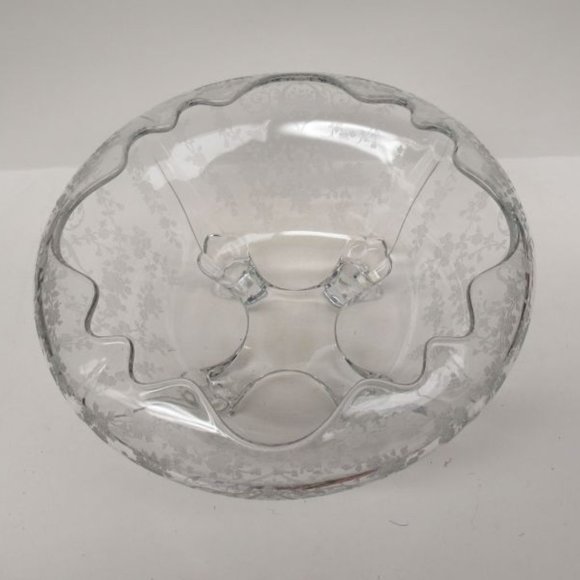 Cambridge Glass Crystal DIANE No. 3400/135 Four Footed Cupped Console Bowl - Picture 5 of 6